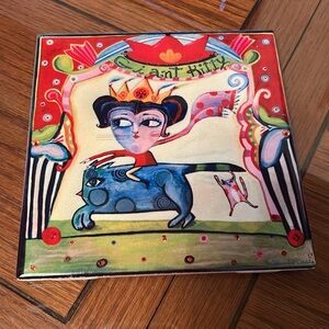 Giant Kitty ceramic trivet 6”X6”